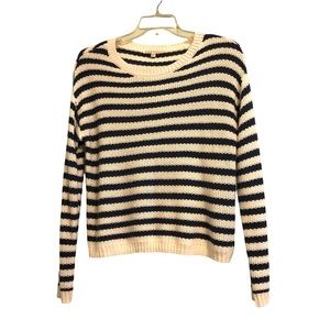 Cyrus Navy & Bone Striped Knit Sweater Women's L